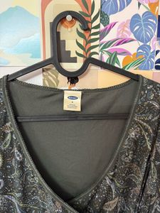 Dark Floral Print Wrap Top