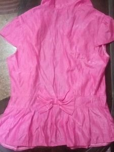 Korean Vibrant Pink Peplum Top