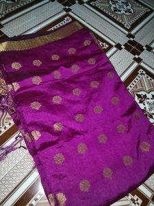 Vibrant Purple Saree with Gold Motifs