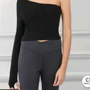 XXL size  One-Shoulder Long Sleeve gymwear Top