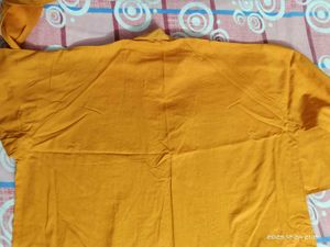 Mens Embroidered Mustard Kurta