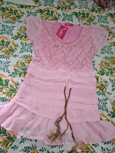 Pink Lace Detailed Kurta