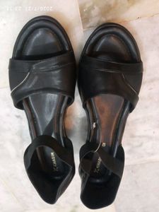 Khadim Women's Black Comfort Wedge Sandals