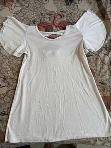 White Flutter Sleeve Top