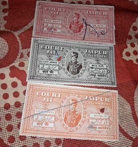 3 JAIPUR STATE COURT FEE FISCAL USED STAMPS