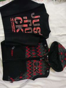 Stylish Black Sweater & Hoodie Set for Boys
