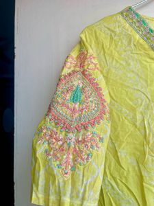 Lemon Yellow Embroidered Kurta
