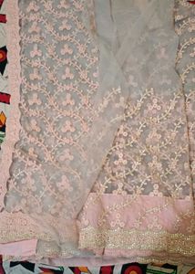 Elegant Peach Net Saree