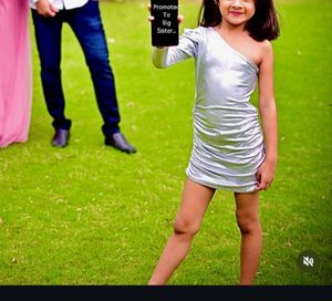 Girls Silver One-Shoulder Ruched Dress