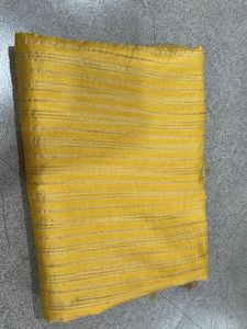 Bright Yellow Saree with Striped Detail Pallu
