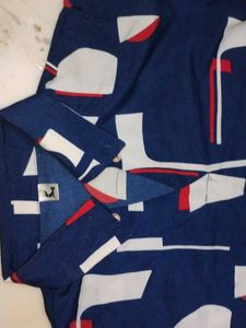 Unique Blue Abstract Print Button-Down Shirt