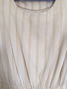 Elegant Cream Pleated Shimmer Dress | Excellent Co