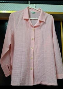 Cute Pink Gingham Button-Up Shirt