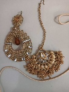 2 mang tika, necklace and earring