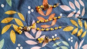 Yellow Beaded Necklace & Earring Set