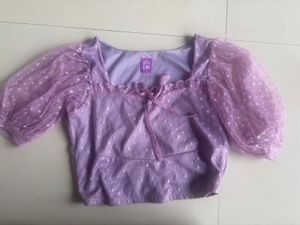 Purple Polka Dot Puff Sleeve Top