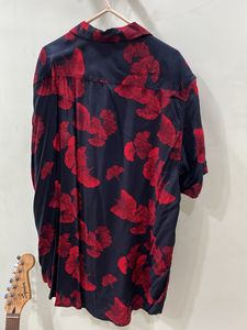 Men's Navy &amp; Red Leaf Print Shirt