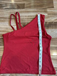 Chic Red One-Shoulder Tank Top