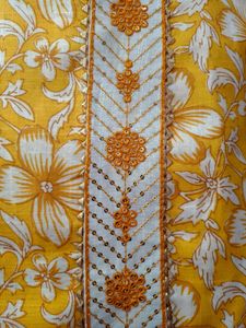 Yellow Floral Kurta with Embroidered Panel