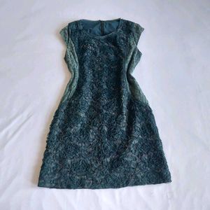 Elegant Teal Floral Lace Dress✨️