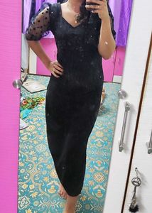 Elegant Black Sheer Sleeve Gown