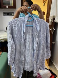 Light Blue Striped Button-Up Shirt