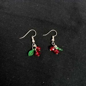 🌿🍒 Unique Handmade Cherry Earrings ✨