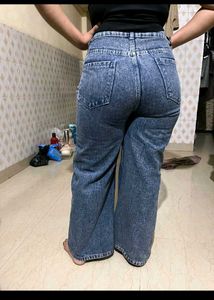Stylish Wide Leg Acid Wash Jeans