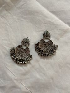 Boho Oxidized Silver Jhumka Earrings