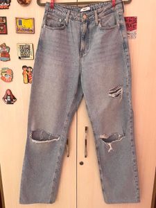 Forever 21 Ripped Wide Leg Jeans