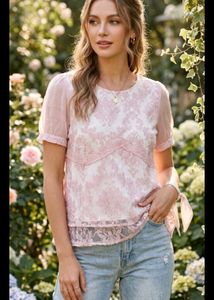 Romantic Lace Trimmed Peplum Top