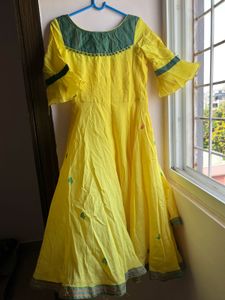 Offer-Pure cotton Yellow Anarkali Kurta