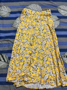 Yellow Floral Button-Up Maxi Skirt
