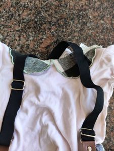 2pcs Toddler baby girl white and green checked