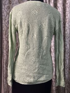Light Green Knit V-Neck Sweater