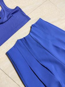 Stylish Blue Crop Top &amp; Palazzo Set