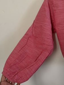Pink Cropped Button Blouse