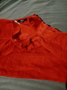 Red Ruffle Mini Skirt