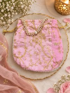 Elegant Pink Embroidered Clutch