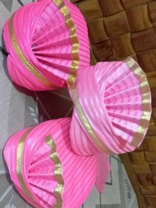 set of three Pink &amp; Gold Wedding Turban