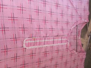 pink plaid kurta set .