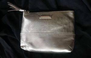 Gold Croc-embossed Metallic Zipper Pouch/Wallet