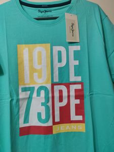 Pepe Jeans Men's Typography Round Neck T Shirt .