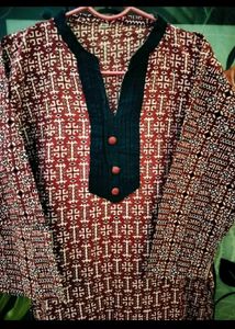 Maroon Printed Kurta