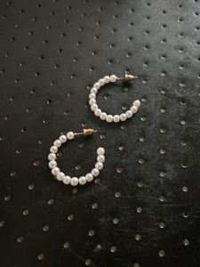 H&M Trending Pearl Round Small Hoop Earrings