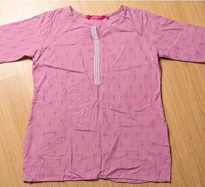 Pink Printed Kurta Top size M