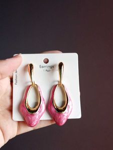 💖Pink & Gold Geometric Earrings