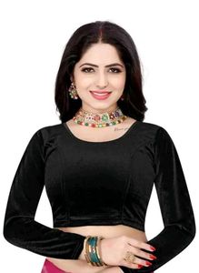 Black Velvet Full Sleeve Stretchable Blouse 💫