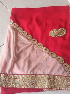beautiful red & cream half  saree