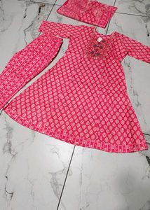 Pink Printed Kurta Set with Dupatta XXL